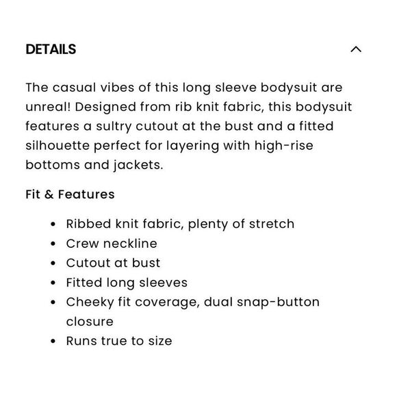 Windsor Casual Vibes Ribbed Knit Cutout Bodysuit Solid Black Long Sleeve Large - Picture 6 of 8